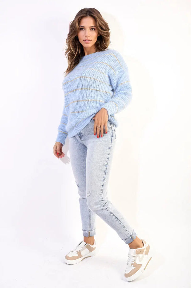 Striped Knitted Long Sleeve Jumper-4