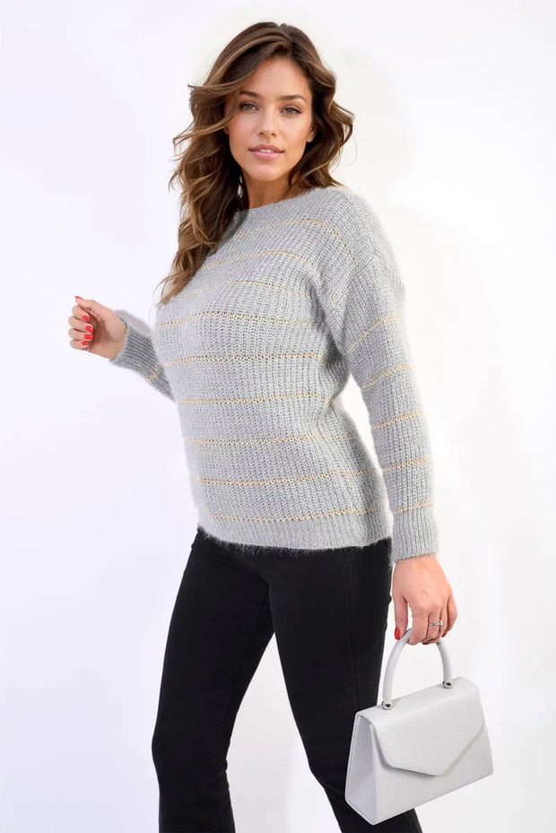 Striped Knitted Long Sleeve Jumper-6