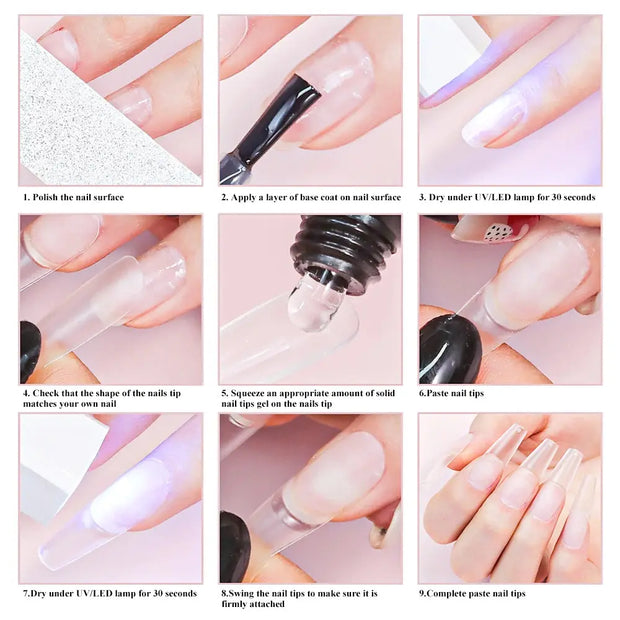 Strong Nail Tips Glue Gel UV for Nails Rhinestones - Nail Glue - Memoriex 