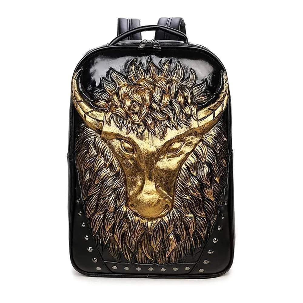 Studded 3D Cow Head Waterproof Backpack Unisex Computer Laptop Bags Large-0