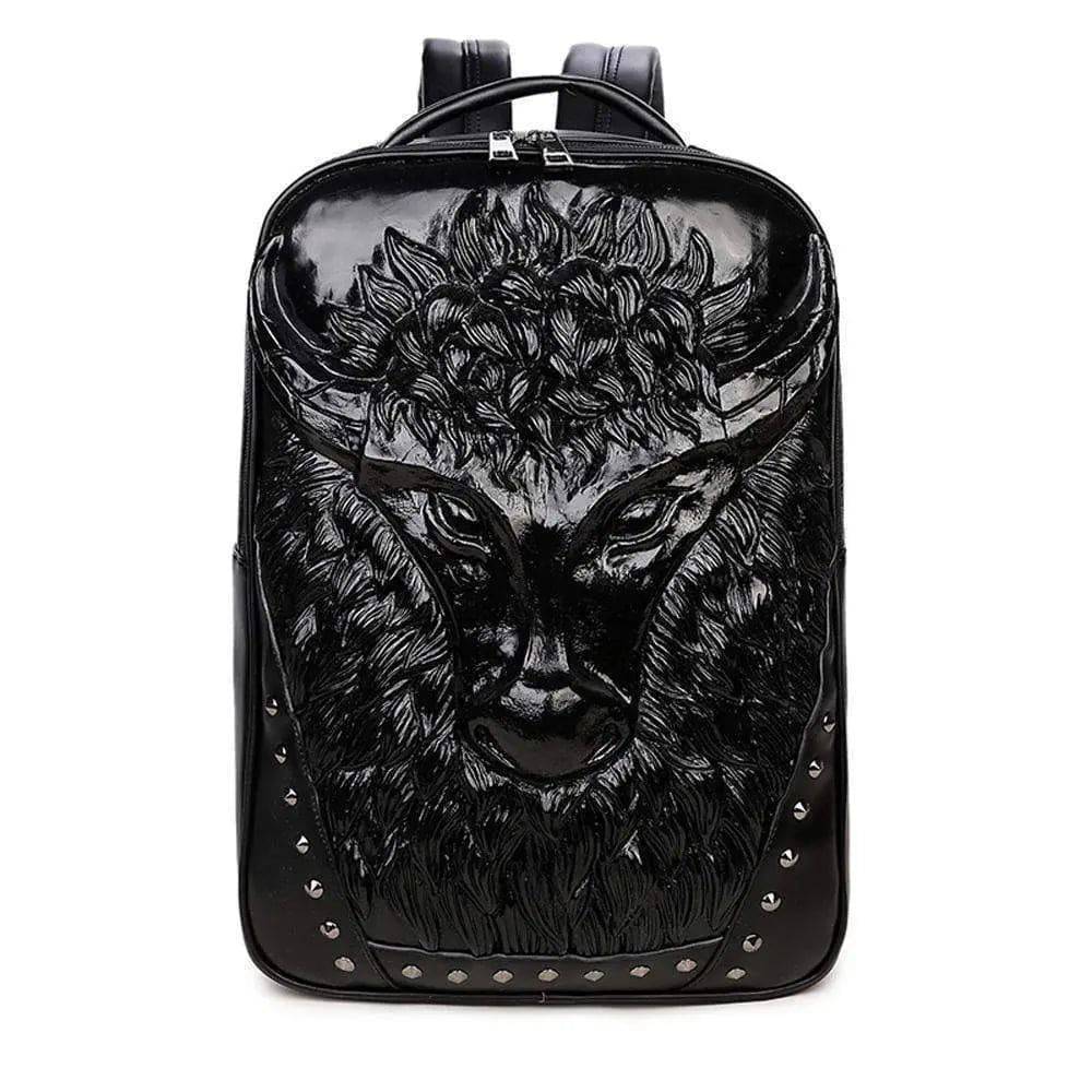 Studded 3D Cow Head Waterproof Backpack Unisex Computer Laptop Bags Large-2