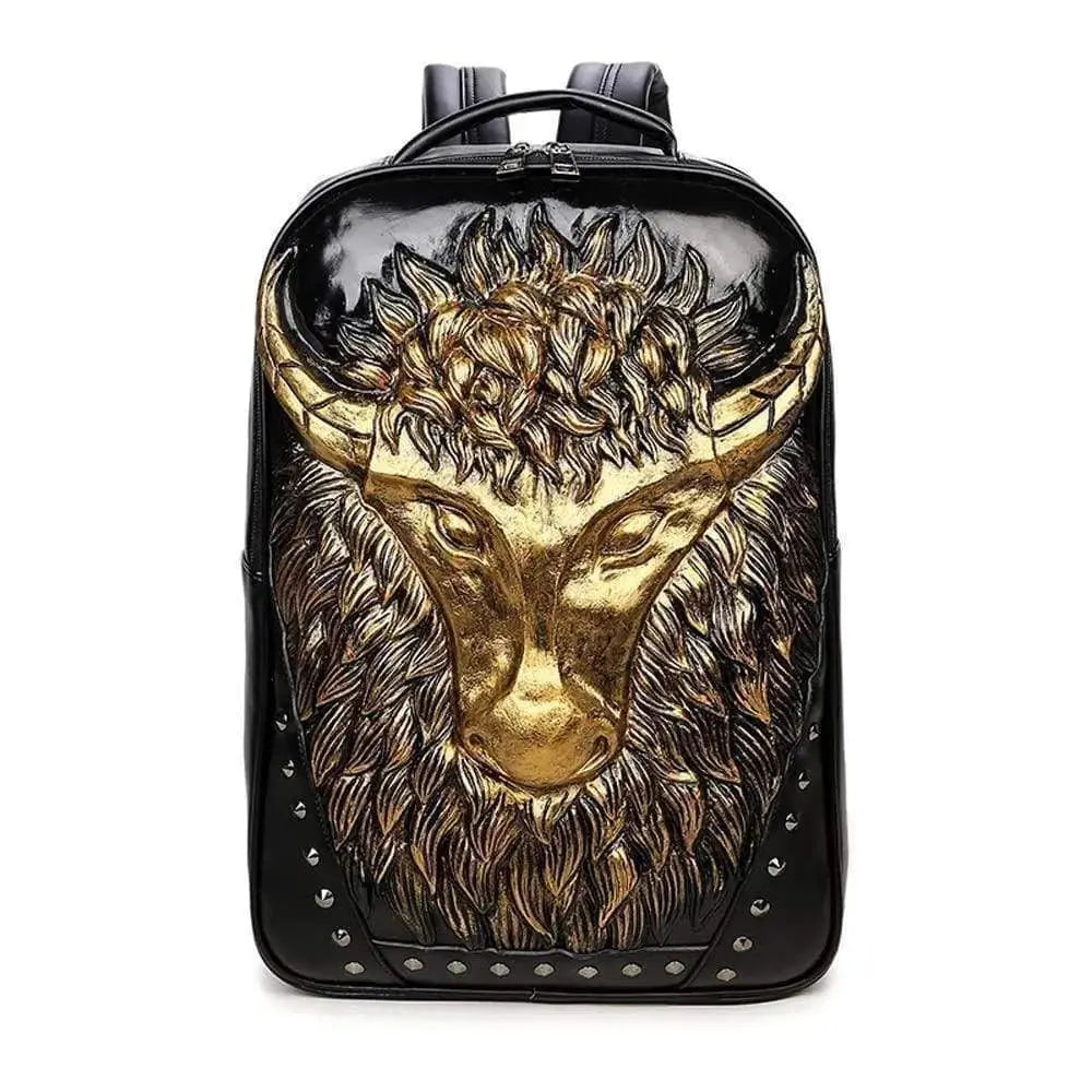 Studded 3D Cow Head Waterproof Backpack Unisex Computer Laptop Bags Large-0