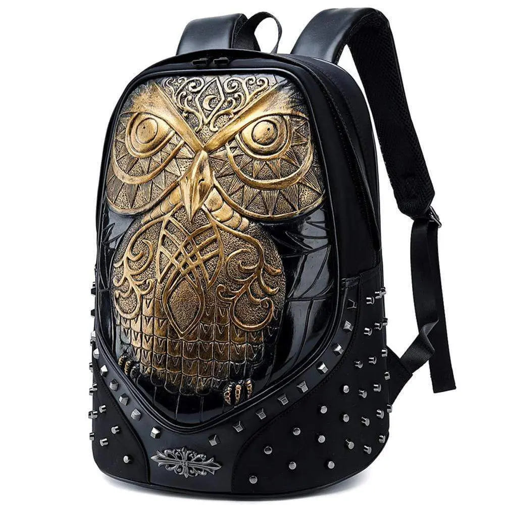 Studded Backpack 3D Owl Laptop Computer Handbags Travelling Rucksack Bag-2