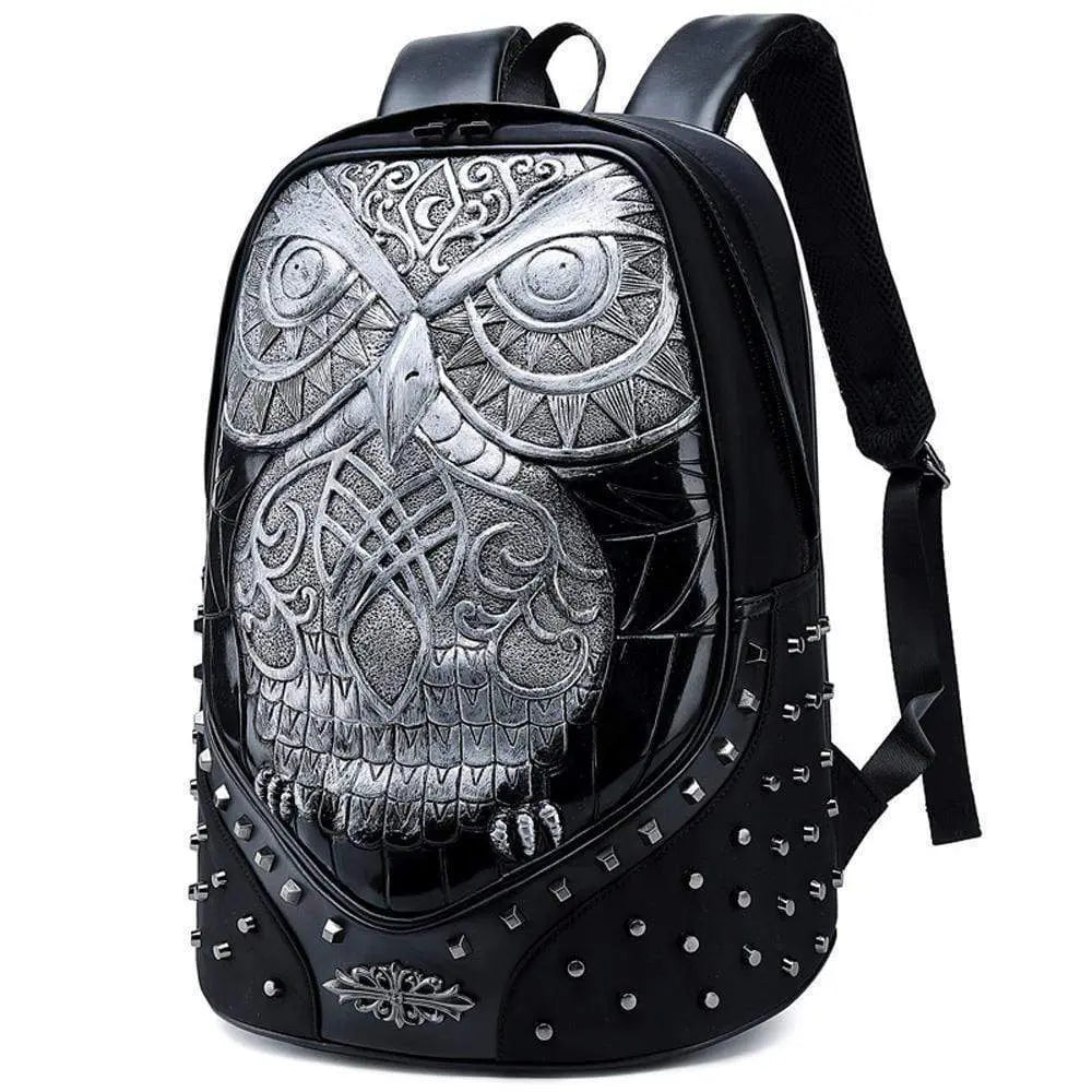 Studded Backpack 3D Owl Laptop Computer Handbags Travelling Rucksack Bag-4