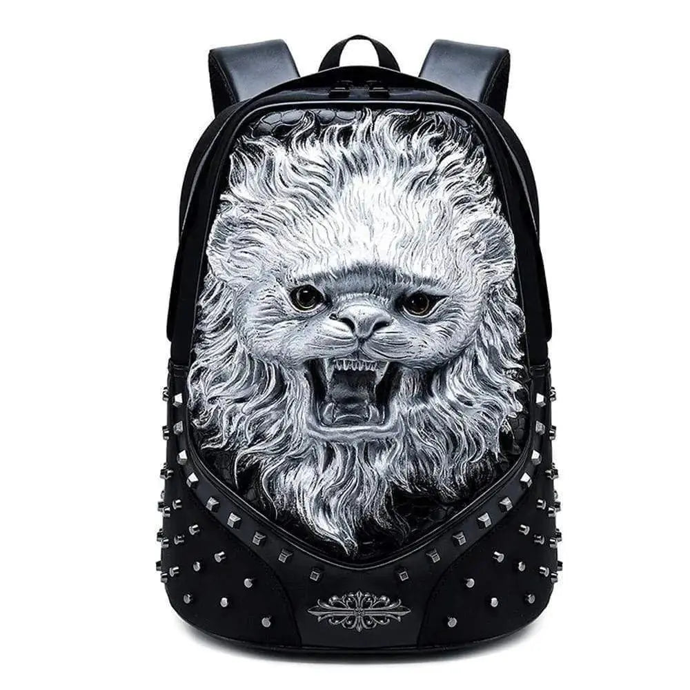 Studded Backpack 3D Unisex Happy Small Lion Modeling Fashion Pattern Trendy Backpacks-0