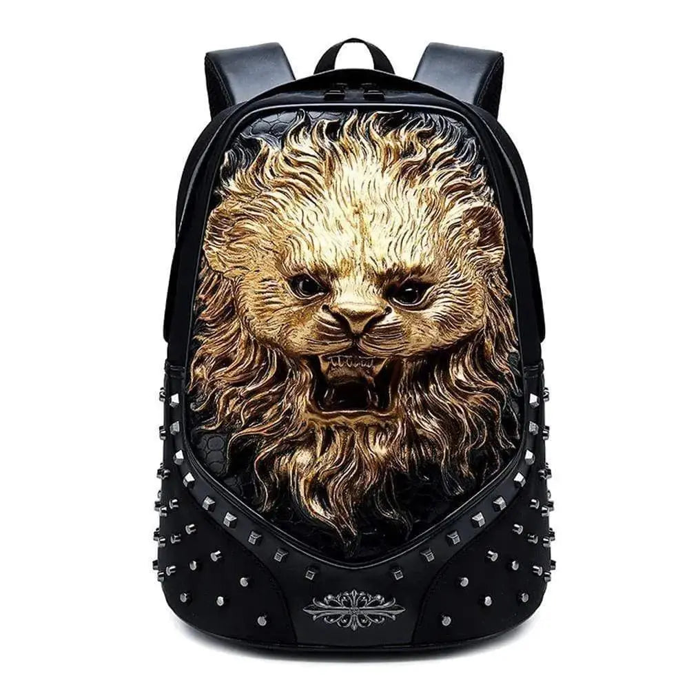 Studded Backpack 3D Unisex Happy Small Lion Modeling Fashion Pattern Trendy Backpacks-1