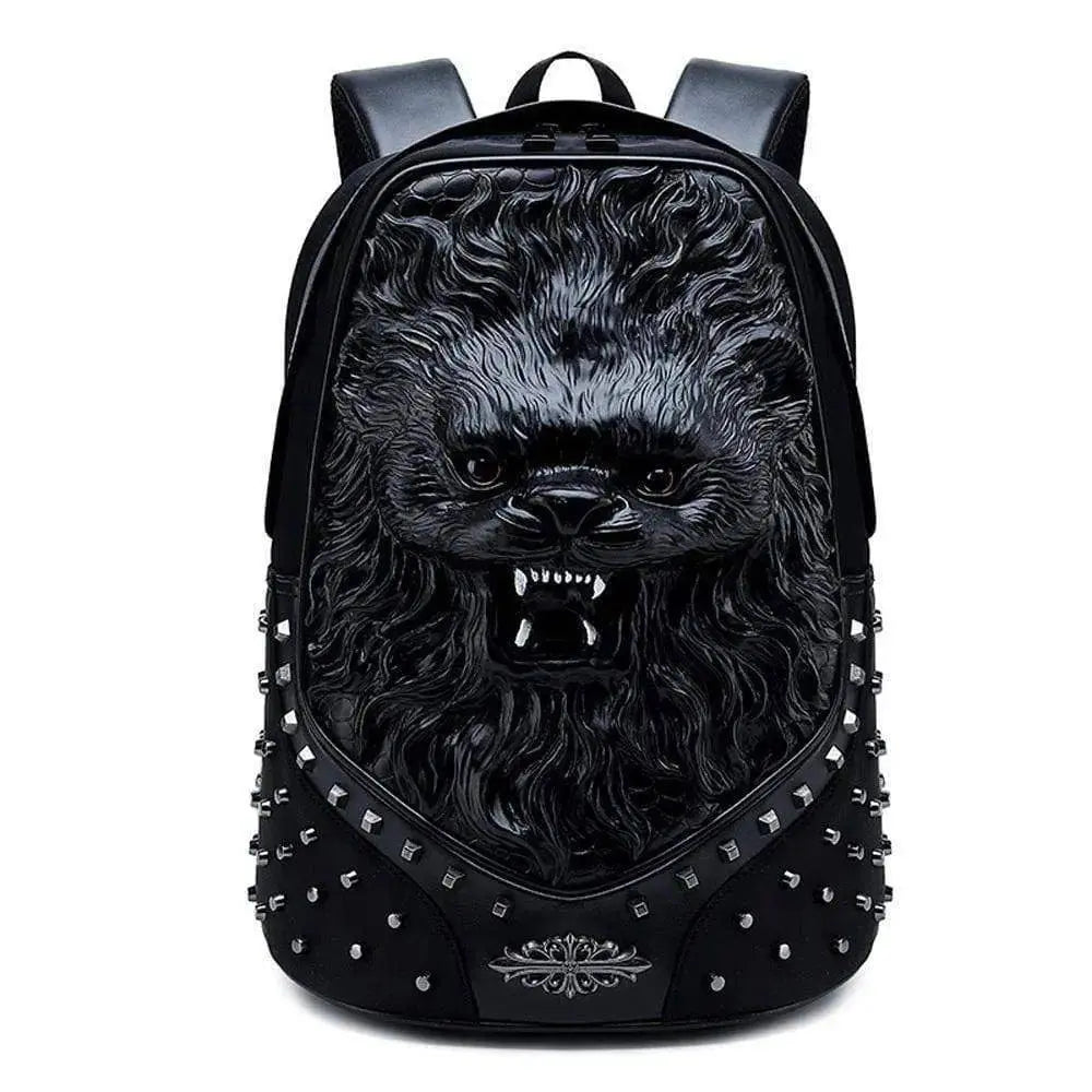 Studded Backpack 3D Unisex Happy Small Lion Modeling Fashion Pattern Trendy Backpacks-2