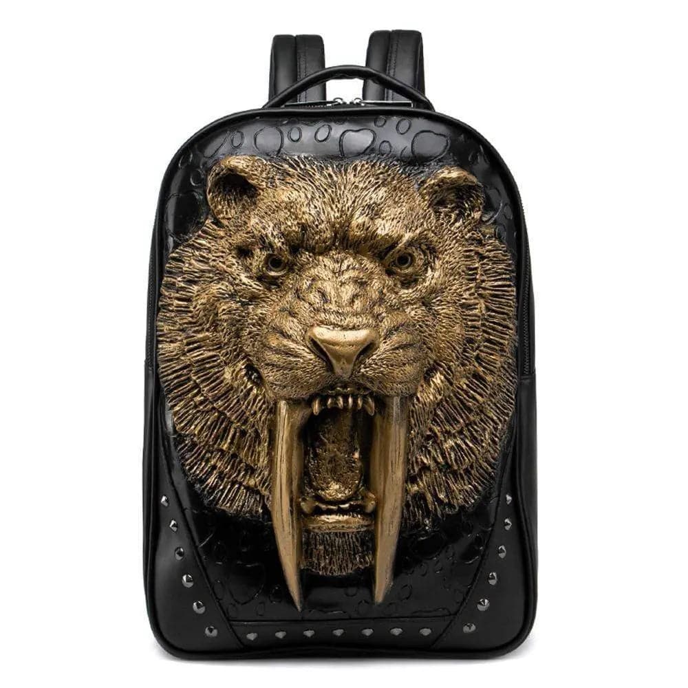 Studded Backpack 3D Wolf With Dentures Zombie Vampire Teeth Backpack Laptop Computer Handbags Travelling Rucksack Bag-0