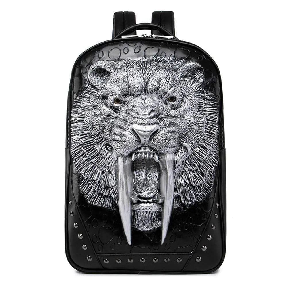 Studded Backpack 3D Wolf With Dentures Zombie Vampire Teeth Backpack Laptop Computer Handbags Travelling Rucksack Bag-2