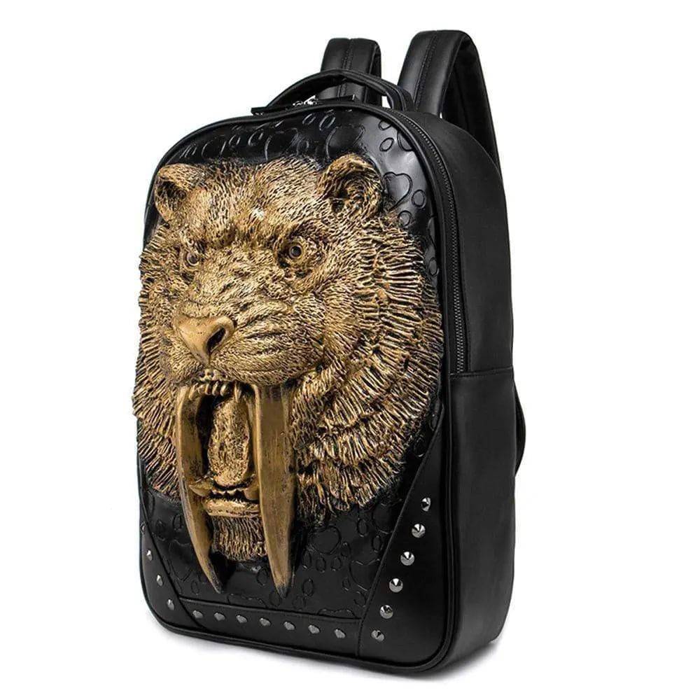 Studded Backpack 3D Wolf With Dentures Zombie Vampire Teeth Backpack Laptop Computer Handbags Travelling Rucksack Bag-3