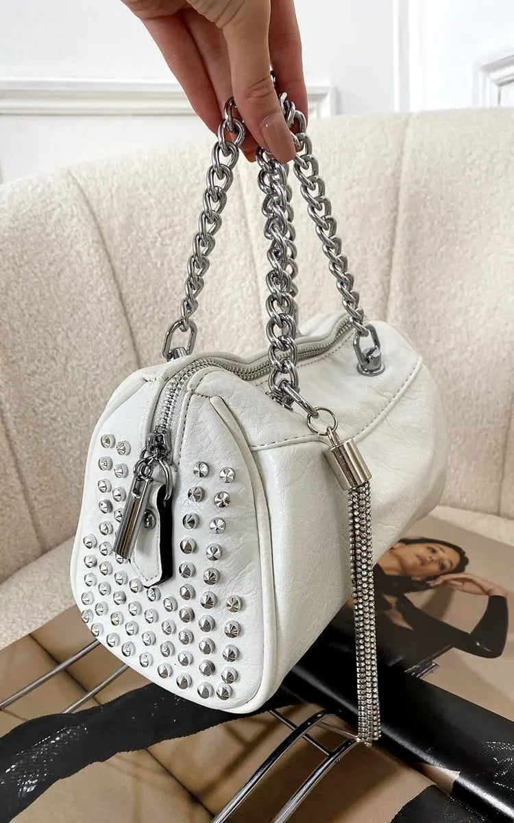 Studded with Chain Detail Handbag-1