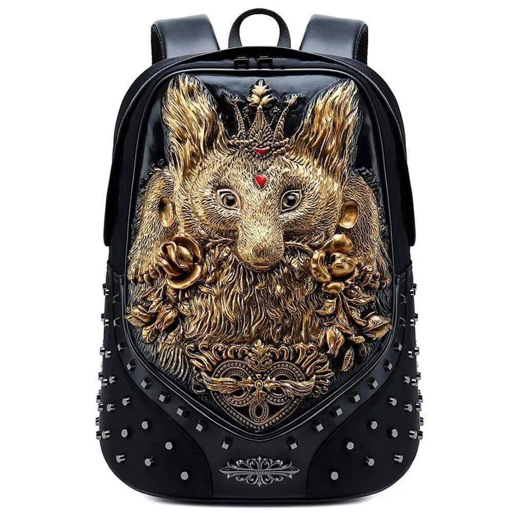 3D Backpack Fashion Studed 3D Ladie's Fox Modeling  Casual Sports Laptop Travel Bag-0