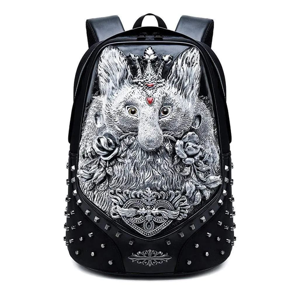 3D Backpack Fashion Studed 3D Ladie's Fox Modeling  Casual Sports Laptop Travel Bag-1