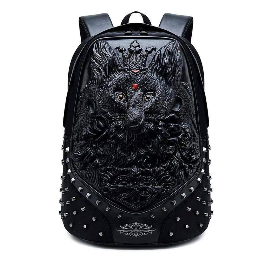 3D Backpack Fashion Studed 3D Ladie's Fox Modeling  Casual Sports Laptop Travel Bag-2