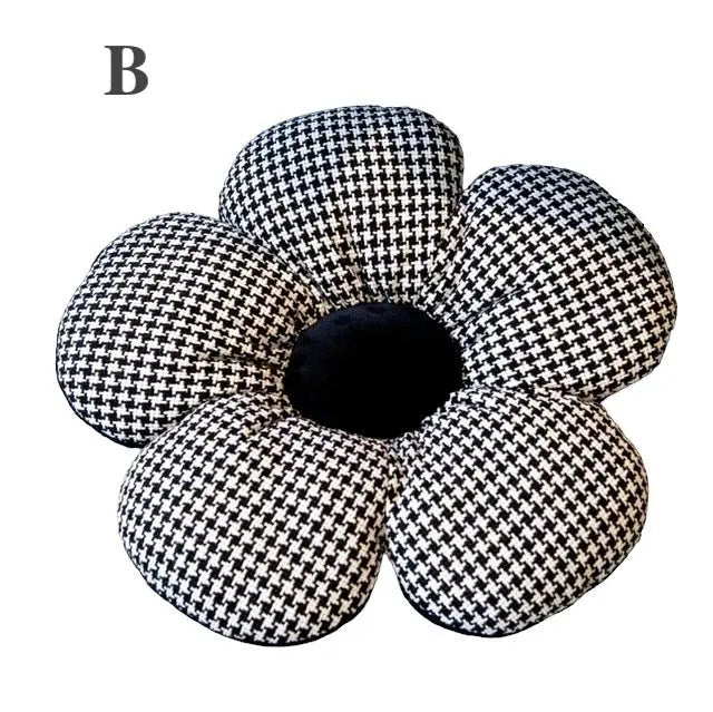 Stuffed Houndstooth Flower Cushion (45cm)-2