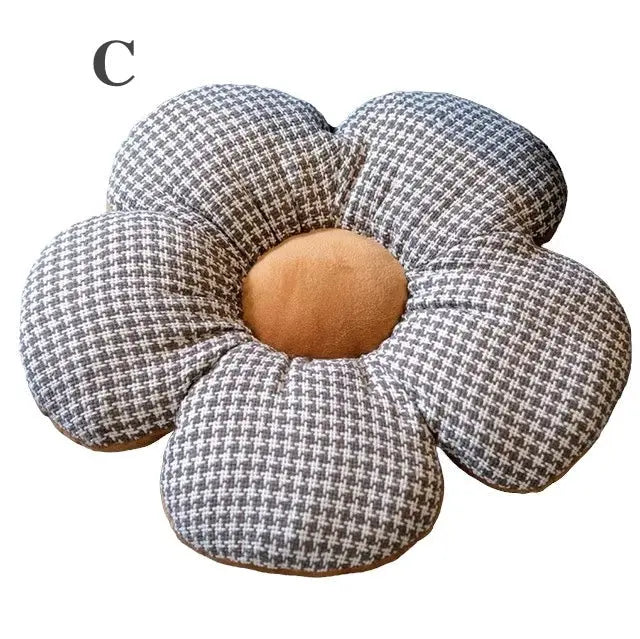 Stuffed Houndstooth Flower Cushion (45cm)-3