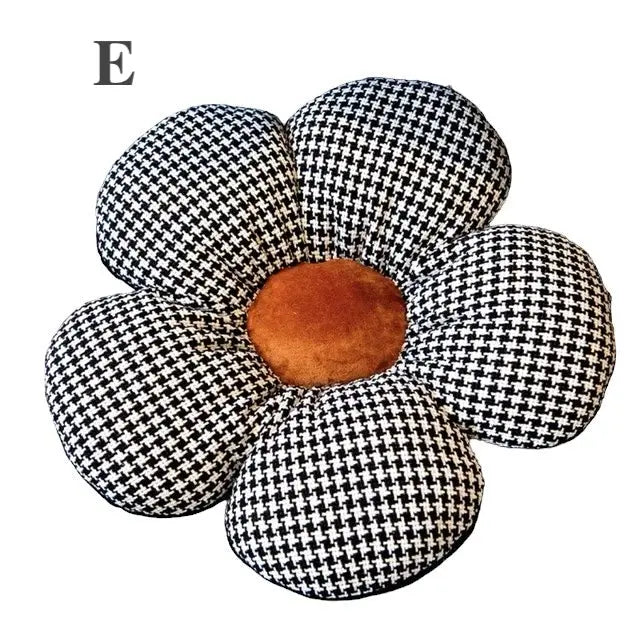 Stuffed Houndstooth Flower Cushion (45cm)-5