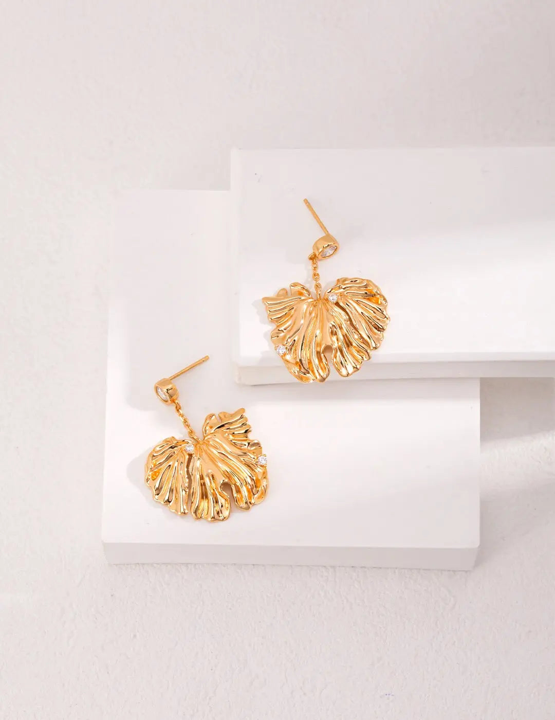 Stylish Leave Style Zircon Earrings-1