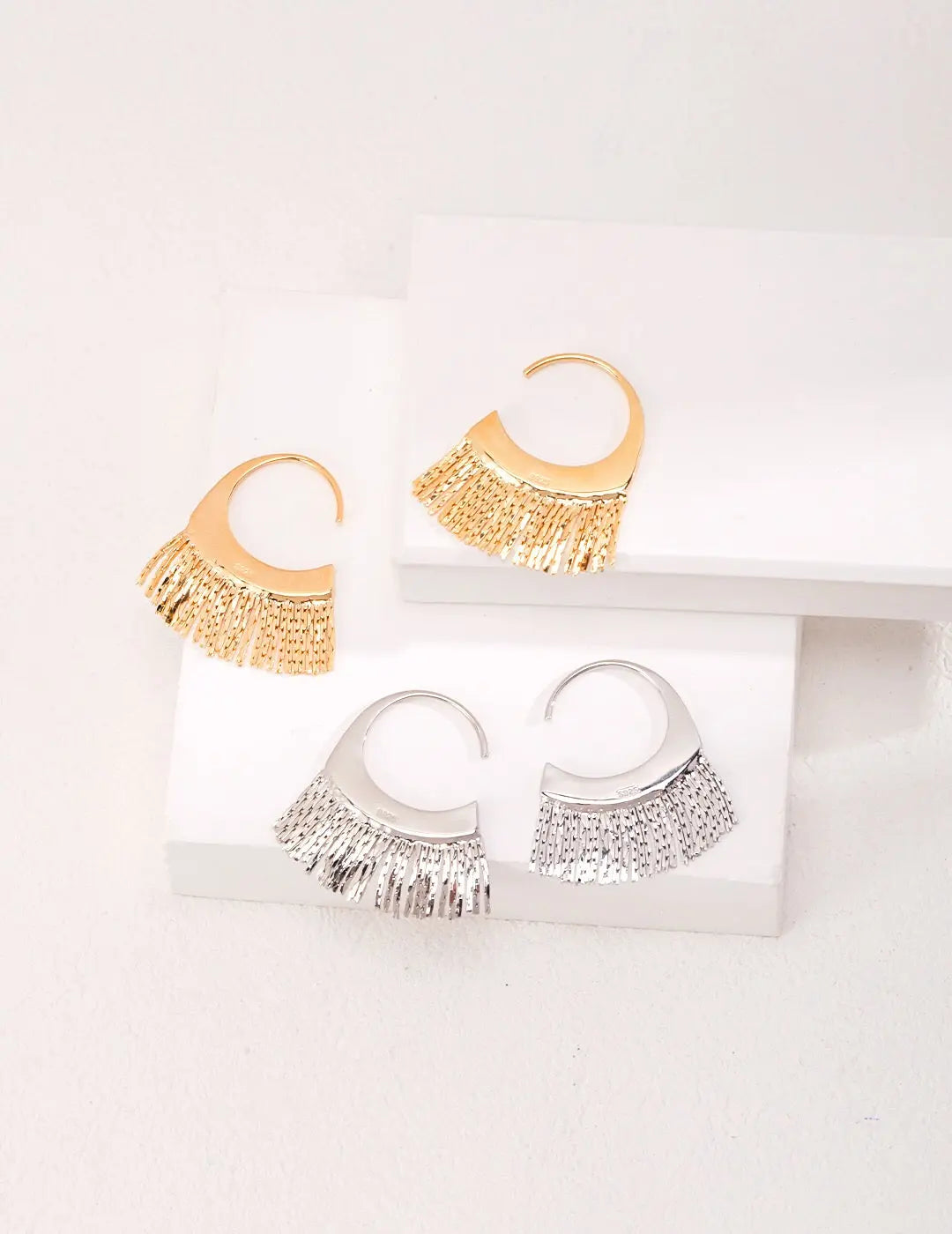 Stylish Scalloped Tassel Earrings-0