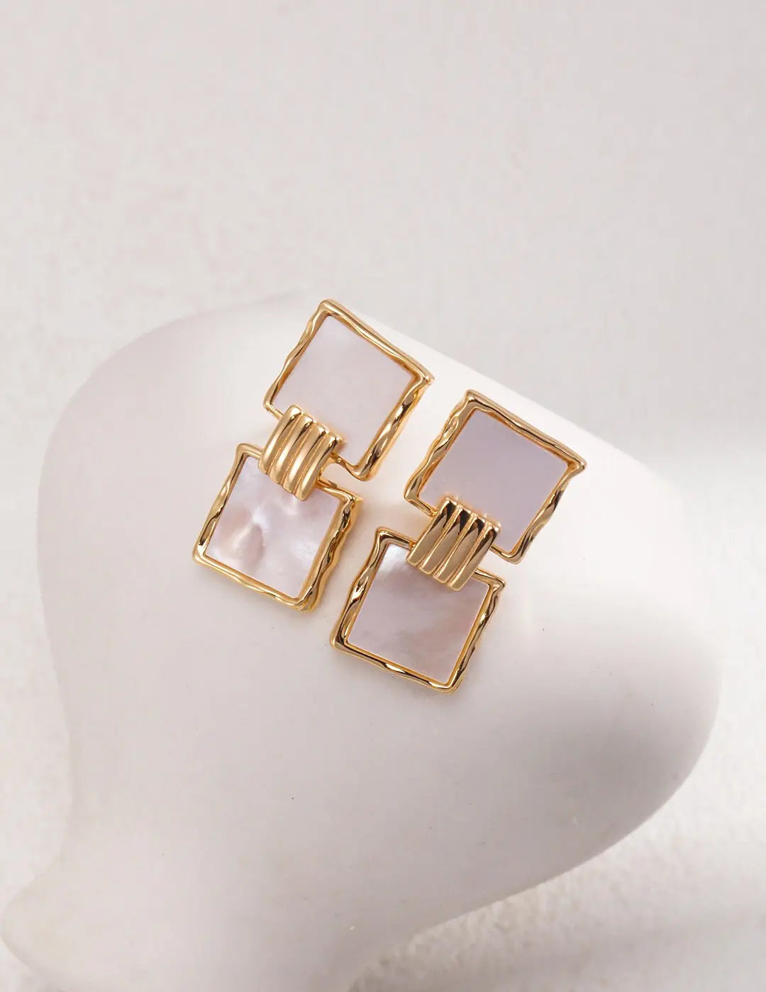 Stylish Square Shell Pendant Dangle Earrings-1