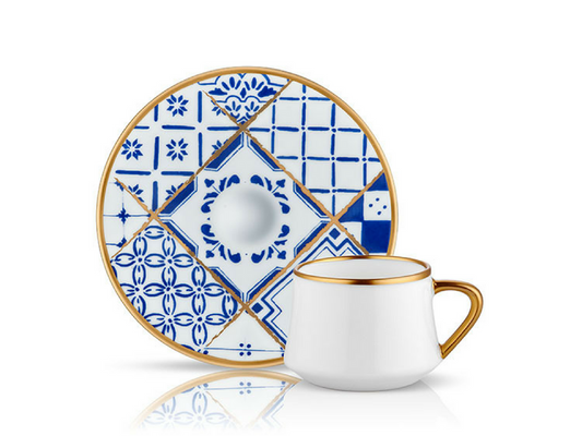 Sufi Blue Blanc Coffee Cup and Saucer - Nikea - 90 cc-0