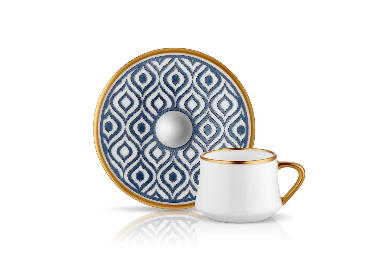 Sufi HD Coffee Cup and Saucer Ikat - Anthracite Mat Gold - 90 cc - Memoriex 