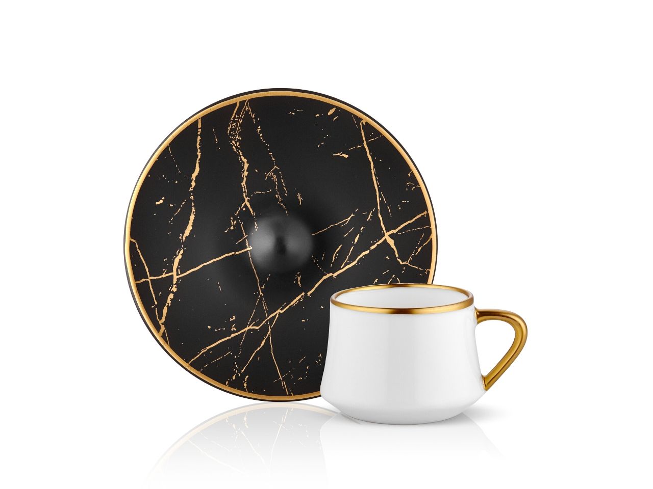 Sufi Coffee Cup and Saucer - Marble Black Gold Colour- 90cc-0