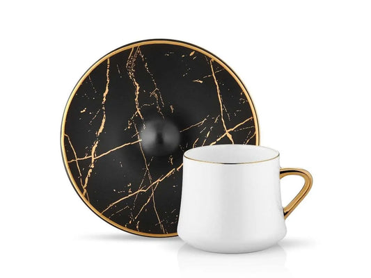 Sufi Tea Cup and Saucer - Black Marble - 230 cc-0