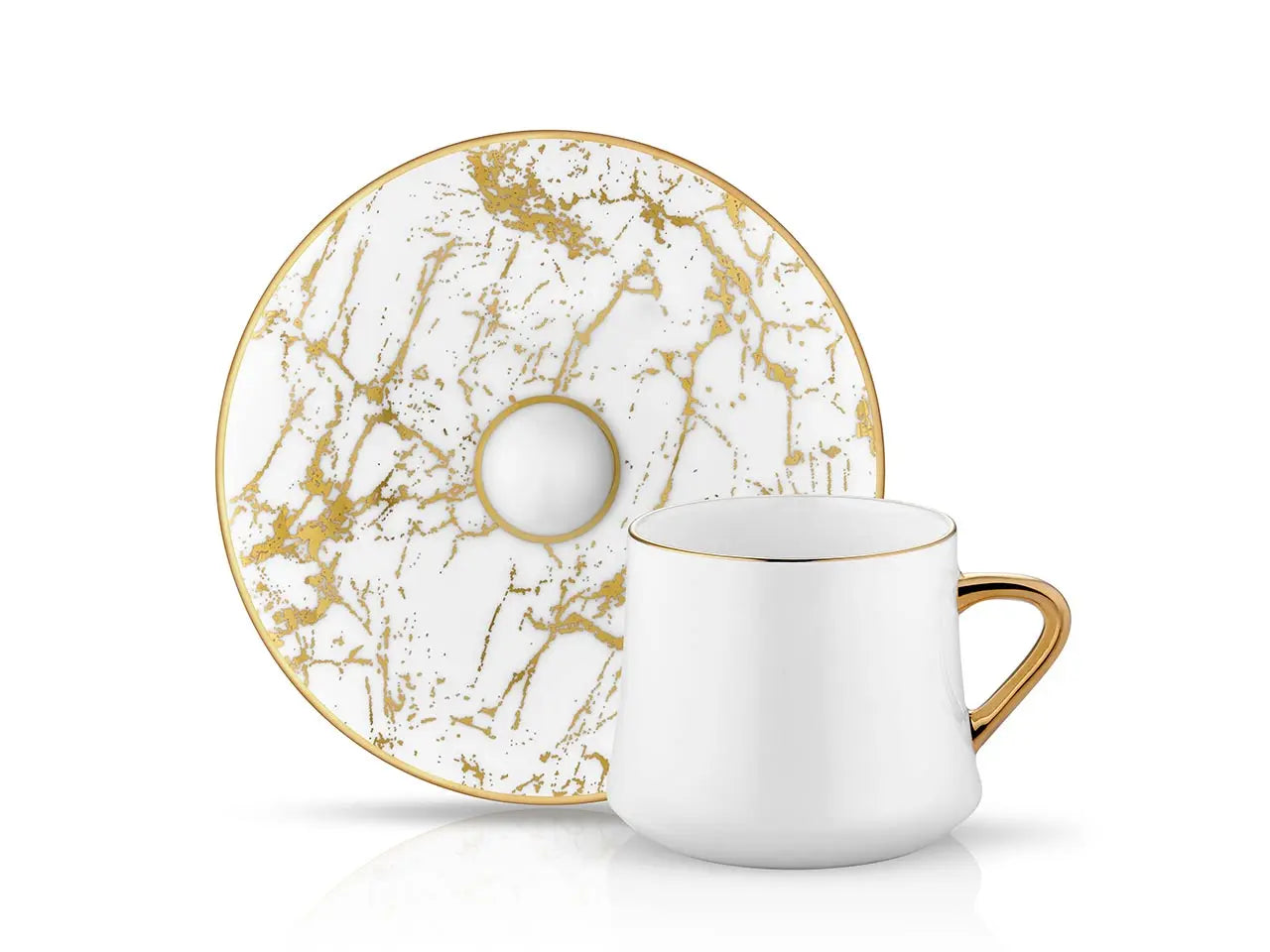 Sufi Tea Cup and Saucer - White Marble - 230 cc - Memoriex 