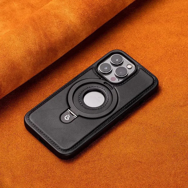 Suitable for Apple 16Promax phone case leather magnetic bracket iPhone 15 anti drop protective case - Memoriex 