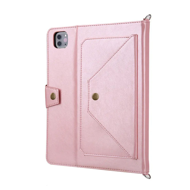 Suitable for iPad Pro 2020 Pen Slot Shoulder Strap Tablet Leather Case Air5 Handle Strap Handheld Flip Stand Protective Case - Memoriex 