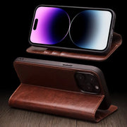 Suitable for iPhone 16 Promax phone case leather flip cover Apple 15 13 phone protective case card insertion - Memoriex 