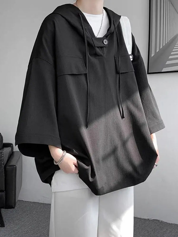Summer Menswear Hooded Short Sleeve T-shirt Men's Plus Size Half Sleeve - Memoriex 