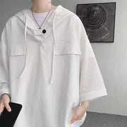 Summer Menswear Hooded Short Sleeve T-shirt Men's Plus Size Half Sleeve - Memoriex 