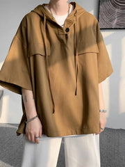 Summer Menswear Hooded Short Sleeve T-shirt Men's Plus Size Half Sleeve - Memoriex 