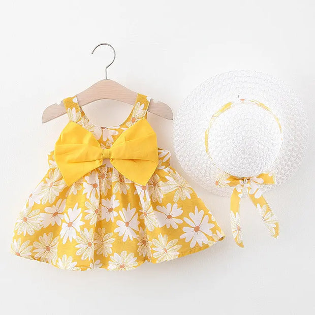Summer New Girl Baby Vest Skirt Princess Dress 1-4 Years Old Chest Big Bow Flower Skirt - Memoriex 