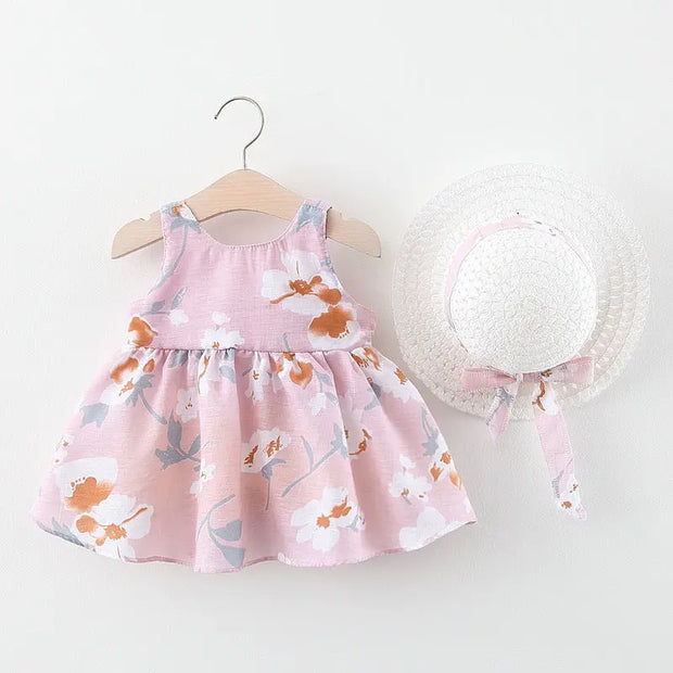 Summer New Girl Baby Vest Skirt Princess Dress 1-4 Years Old Chest Big Bow Flower Skirt - Memoriex 