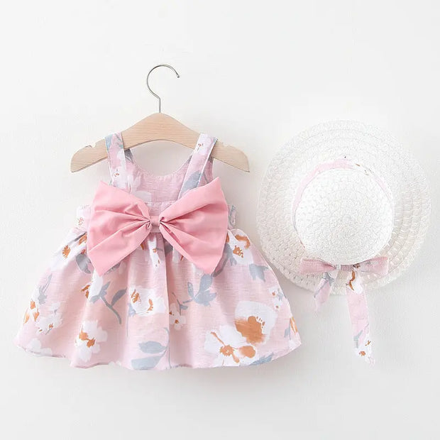 Summer New Girl Baby Vest Skirt Princess Dress 1-4 Years Old Chest Big Bow Flower Skirt - Memoriex 
