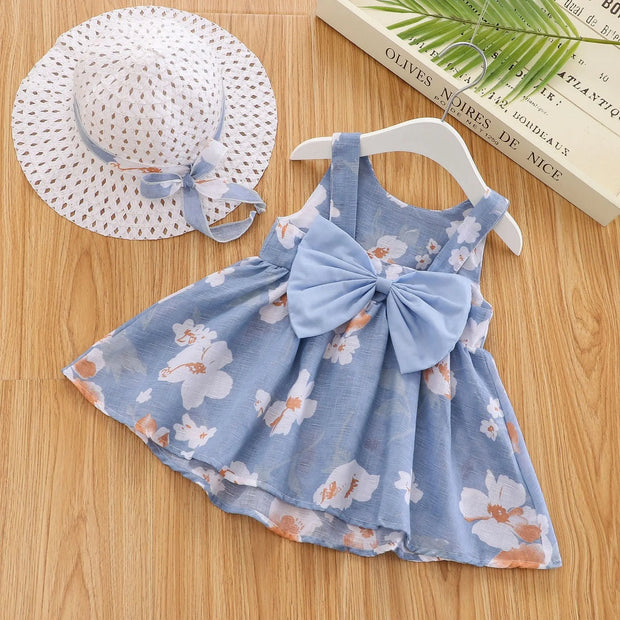 Summer New Girl Baby Vest Skirt Princess Dress 1-4 Years Old Chest Big Bow Flower Skirt - Memoriex 