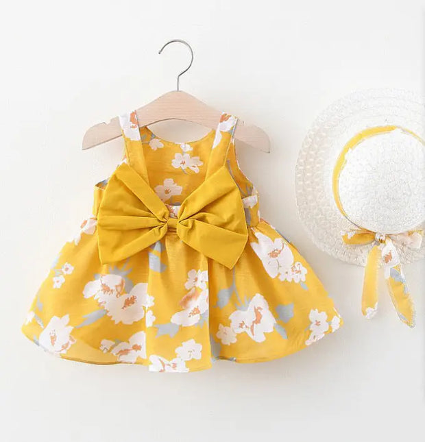 Summer New Girl Baby Vest Skirt Princess Dress 1-4 Years Old Chest Big Bow Flower Skirt - Memoriex 