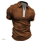 Summer New Men Polo Shirt Short Sleeve Color Matching Zipper T-Shirt Top - Memoriex 