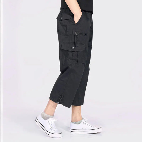 Summer cropped casual work pants men's plus size loose shorts casual pants - Memoriex 