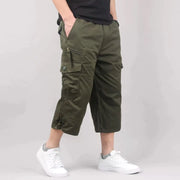 Summer work pants thin loose plus men's multi pocket mid length pants outdoor casual cropped pants men's summer shorts men - Memoriex 