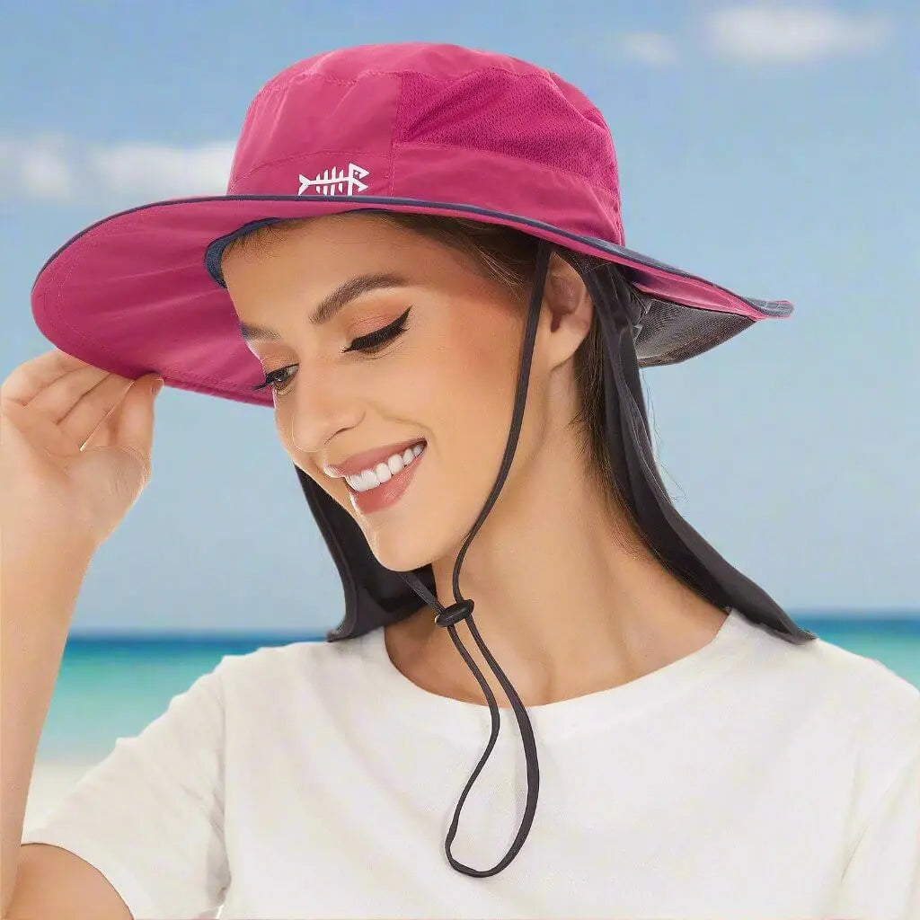 Memoriex Sun-Protective Fishing Hat - Wide Brim, Ponytail Hole, UPF 50+