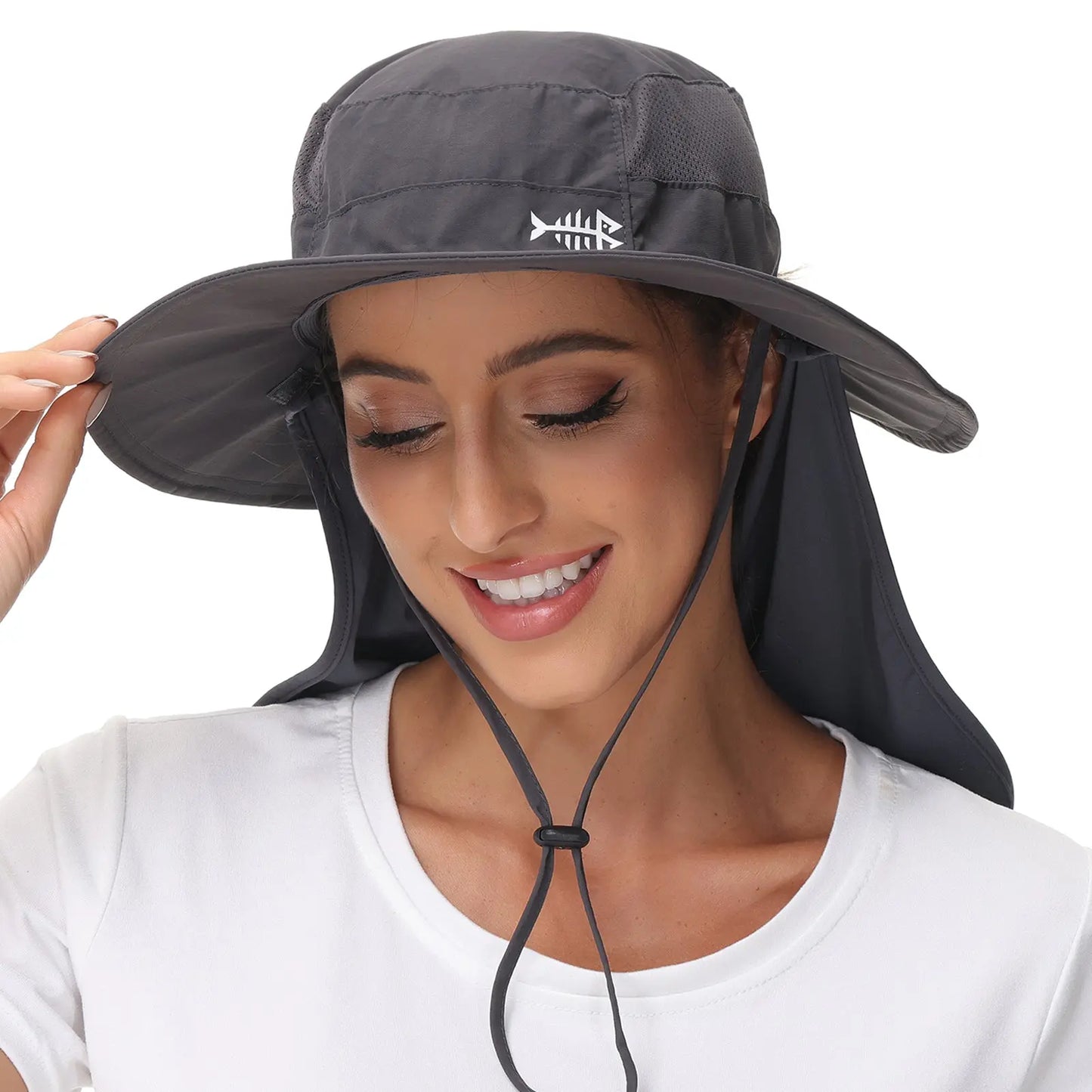 Women's UPF 50+ Sun Hat with Ponytail Hole Neck Flap FH05W-5