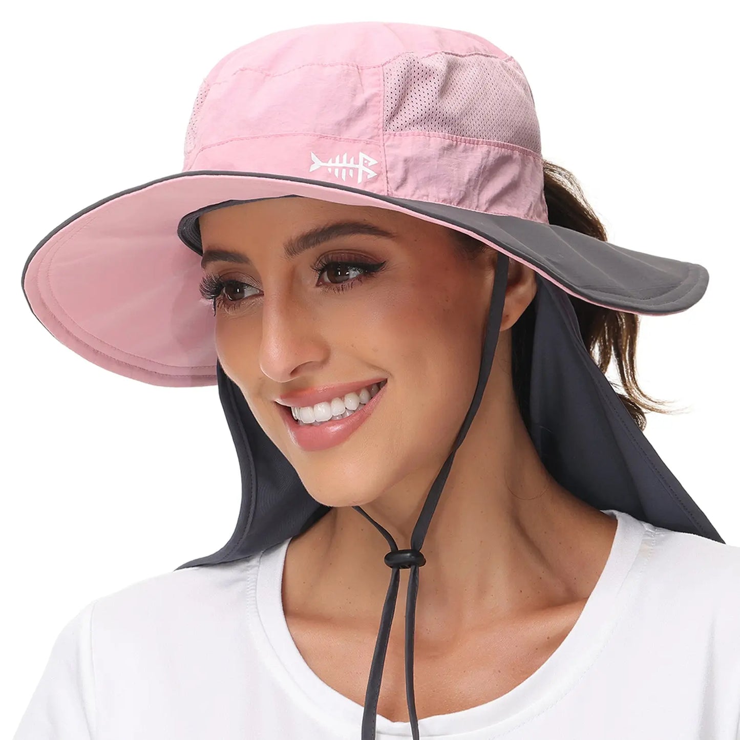 Women's UPF 50+ Sun Hat with Ponytail Hole Neck Flap FH05W-6