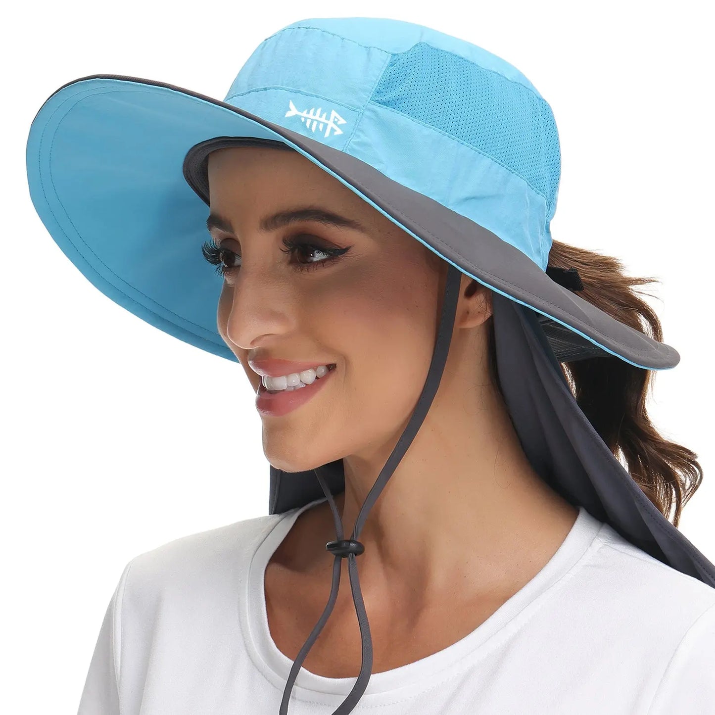 Women's UPF 50+ Sun Hat with Ponytail Hole Neck Flap FH05W-7