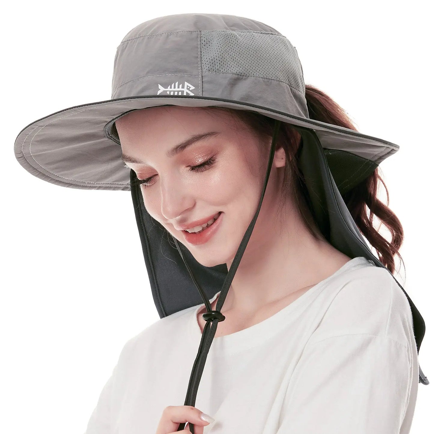 Women's UPF 50+ Sun Hat with Ponytail Hole Neck Flap FH05W-9