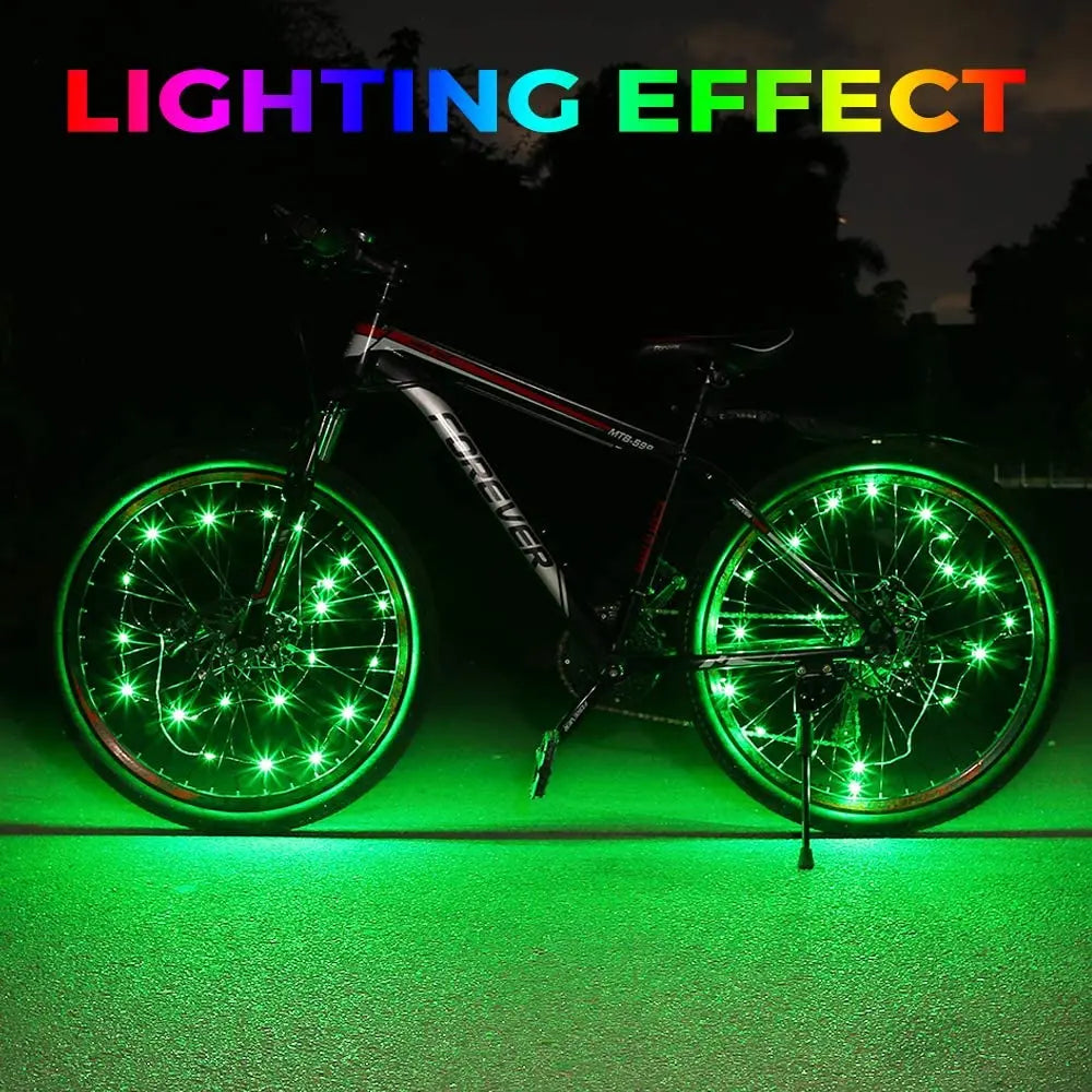 Super Bright Bicycle Wheel Light Spring  (2 Tire Green)-0