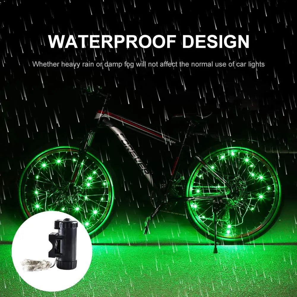 Super Bright Bicycle Wheel Light Spring  (2 Tire Green)-2